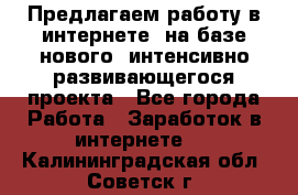 Предлагаем работу в интернете, на базе нового, интенсивно-развивающегося проекта - Все города Работа » Заработок в интернете   . Калининградская обл.,Советск г.